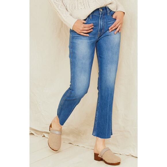 Noend Denim Denim - NOEND Denim Women’s Kick Flare Cropped Jeans High Rise Raw Hem Size 24 USA Boho